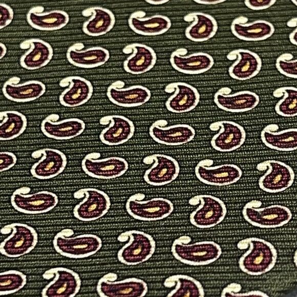 Polo Ralph Lauren Tie Mens Green Paisley Silk Made In USA Hand Made Neckwear NEW - Picture 13 of 13